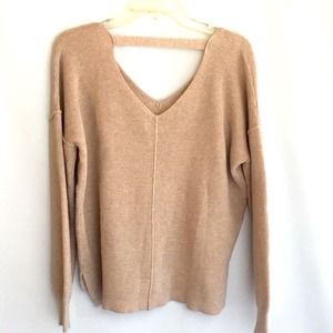 Tan Hippie Rose' tan, wrinkle-free, hand-wash, stylish top-blouse size large